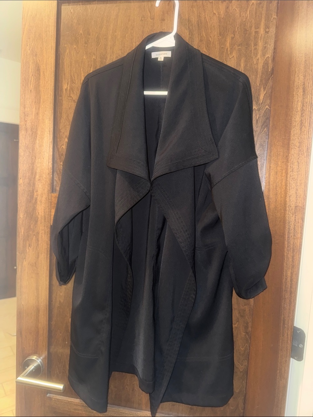 Max Studio Black Draped Trench Coat
